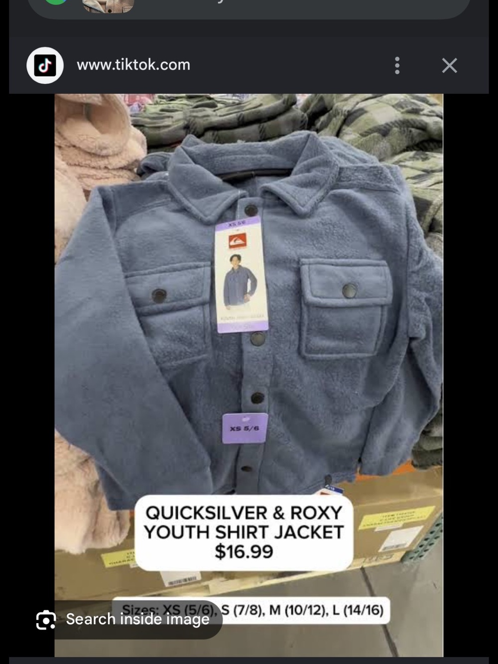 Quiksilver Youth Fleece Shirt Jacket - Slate Blue